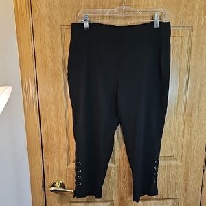 JM Collection Black Ankle Pants with Lace-Up Detail